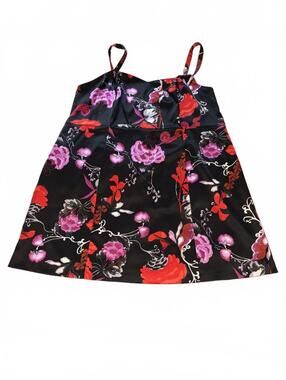 Lane Bryant Black Red Purple Floral Sleeveless Dress Plus Size 28